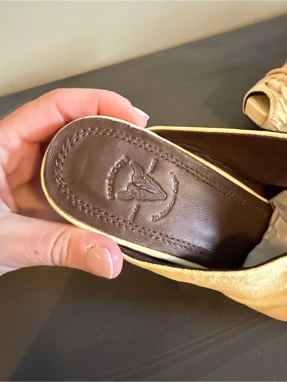 Frye Women’s Gwynn Leather Cream Lace-Up Wedge Mules